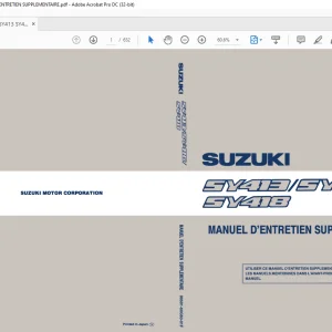 SUZUKI SY413 SY416 SY418 MANUEL D'ENTRETIEN SUPPLEMENTAIRE - PDF DOWNLOAD