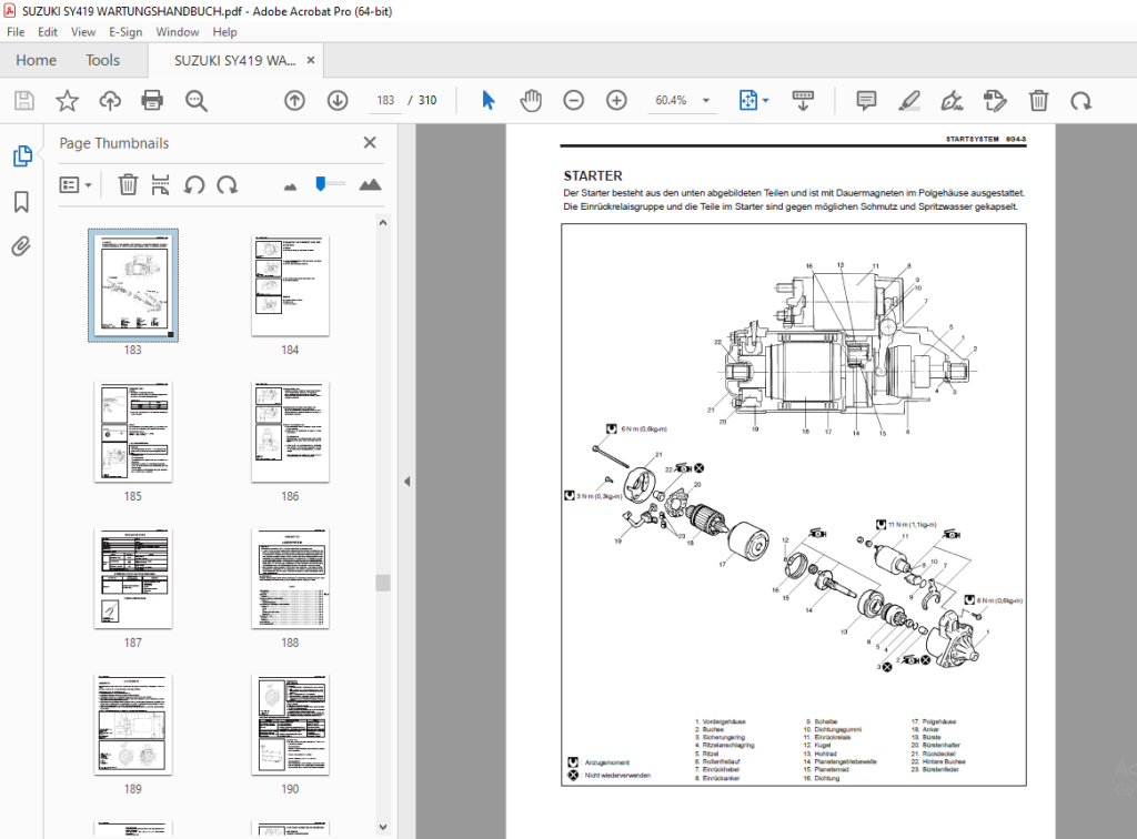 Suzuki Sy419 Wartungshandbuch - Pdf Download - Heydownloads - Manual 