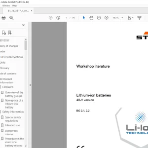 Still BG 2.1 B.G 2.2 Lithium-ion batteries 48-V version Workshop Literature Manual - PDF DOWNLOAD