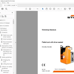 Still FXH 20N, FXH 25N Pallet truck with driver seated Workshop Literature Manual - PDF DOWNLOAD
