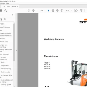 Still RX20-14 RX20-16 RX20-18 RX20-20 Electric Truck Workshop Literature Manual - PDF DOWNLOAD