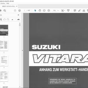 Suzuki SV620 Vitara Anhang Zum Werkstatt Handbuch - PDF DOWNLOAD