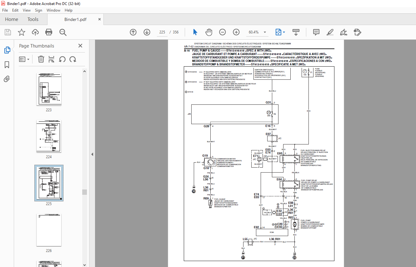 Suzuki SY413 SY416 SY418 WIRING DIAGRAM MANUAL PDF DOWNLOAD