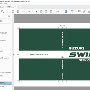 Suzuki Swift RS Series Service Manual (Vol 1&2) - PDF DOWNLOAD