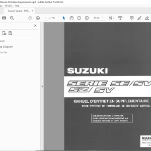 Suzuki SERIE SE SV SZ SY Manuel d'Entretien Supplémentaire - PDF DOWNLOAD