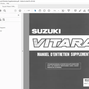 Suzuki Vitara I SV620 Manuel d'Entretien Supplémentaire - PDF DOWNLOAD