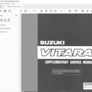 Suzuki Vitara Supplementary Service Manual - PDF DOWNLOAD