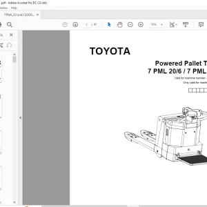 Toyota 7 PML 20/6 / 7 PML 20/8 Pallet Truck Parts Manual - PDF