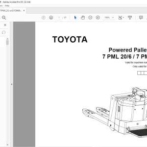 Toyota 7 PML 20/6 / 7 PML 20/8 Pallet Truck Parts Manual - PDF
