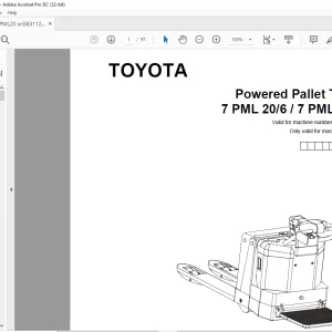 Toyota 7 PML 20/6 / 7 PML 20/8 Pallet Truck Parts Manual PDF