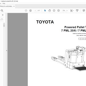 Toyota 7 PML 20/6 / 7 PML 20/8 Powered Pallet Truck Parts Manual 552464AT - PDF DOWNLOAD