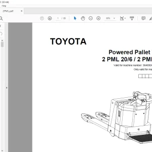 Toyota Forklift 2 PML 20/6 / 2 PML 20/8 Pallet Truck Parts Manual PDF