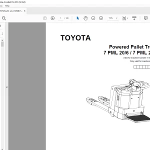 Toyota Pallet Truck 7PML20/6 7PML20/8 Parts Catalog PDF Download