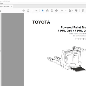 Toyota Pallet Truck 7PML20 Series Factory Parts Manual PDF