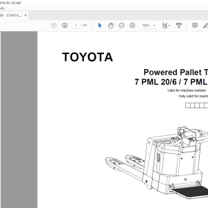 Toyota Forklift Pallet Truck 7PML20 Parts Catalog PDF