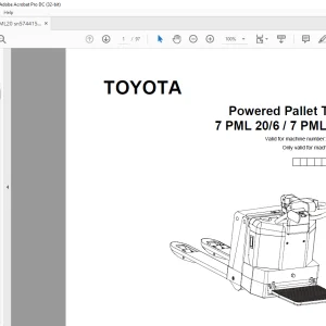 Toyota Electric Pallet Truck 7PML20 Series Parts Manual PDF