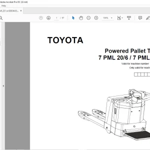 Parts Manual PDF – Toyota 7PML20/6 & 7PML20/8 Pallet Truck