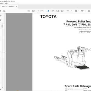 Toyota Pallet Truck Models 7PML20/6 & 7PML20/8 Parts Book PDF