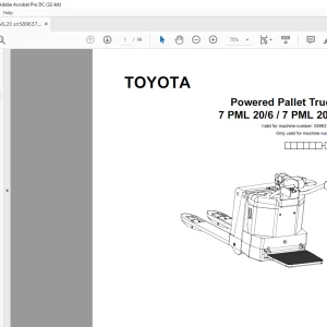 Toyota 7PML20/6 & 7PML20/8 Pallet Truck Parts Manual PDF