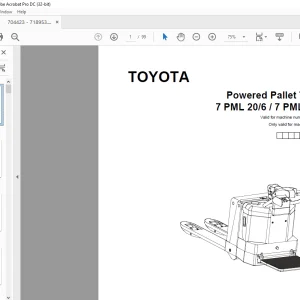 Toyota 7PML206 7PML208 Pallet Truck Parts List Manual PDF