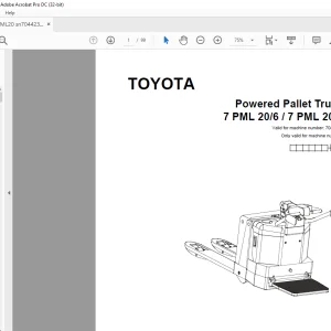 Toyota Forklift 7 PML 20/6 / 7 PML 20/8 Pallet Truck Parts Manual PDF