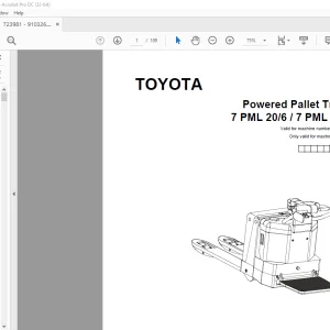 Toyota Forklift 7 PML 20/6 / 7 PML 20/8 Pallet Truck Parts Manual 723981 - PDF DOWNLOAD