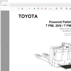 Toyota 7PML20/6 / 7PML20/8 Spare Parts Manual PDF Download