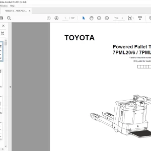 Toyota Forklift 7PML20/6 / 7PML20/8 Pallet Truck Parts Manual 936513 PDF