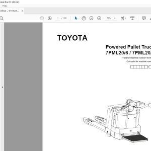 Toyota Forklift 7PML20/6 / 7PML20/8 Pallet Truck Parts Manual PDF