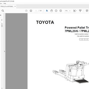 Toyota Forklift 7PML20/6 / 7PML20/8 Pallet Truck Parts Manual PDF