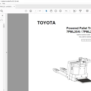 Toyota Forklift 7PML20/6 / 7PML20/8 Powered Pallet Truck Parts Catalog Manual 936513 - PDF DOWNLOAD