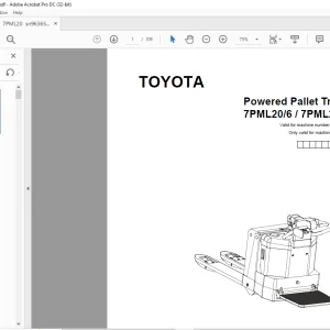 Toyota Forklift 7PML20/6 / 7PML20/8 Powered Pallet Truck Parts Catalogue Manual 963650 - PDF DOWNLOAD