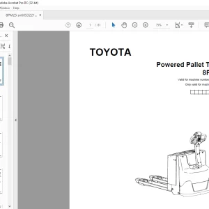Toyota Forklift 8PM25 Pallet Truck Parts Manual 6053221 PDF