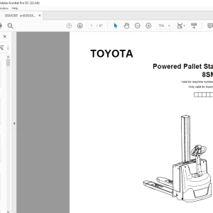 Toyota Forklift 8SM08F Pallet Stacker Parts Manual 6065409 PDF