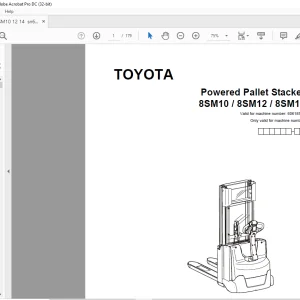 Toyota Forklift 8SM10 8SM12 8SM14 Pallet Stacker Parts Manual PDF