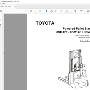 Toyota Forklift 8SM12F 8SM14F 8SM20D Pallet Stacker Parts Manual PDF