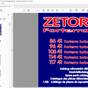 Zetor 8641 9641 10641 11441 11741 Forterra Turbo Parts Catalog Manual - PDF DOWNLOAD