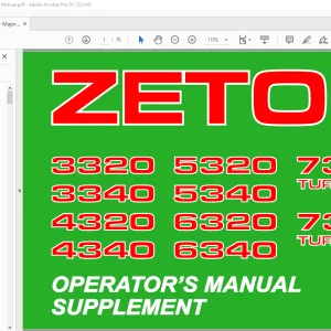 Zetor Tractor 3320 3340 4320 4340 5320 5340 6320 6340 7320 Turbo 7340 Turbo Supplement Operator's Manual - PDF DOWNLOAD