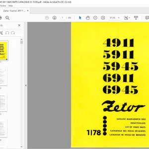 Zetor Tractor 4911 5911 5945 6911 6945 Parts Catalog Manual - PDF DOWNLOAD