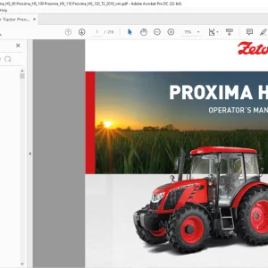 Zetor Tractor ProximaHS 80 Proxima HS 90 Proxima HS 100 Proxima HS 110 Proxima HS 120 T2 2018 Operator's Manual - PDF DOWNLOAD