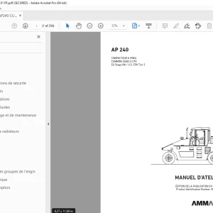 AMMANN AP 240 COMPACTEUR À PNEU MANUEL D’ATELIER 3001576 PDF