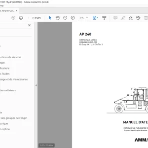 AMMANN AP 240 COMPACTEUR À PNEU MANUEL D’ATELIER 3015688 PDF