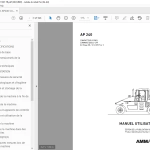 AMMANN AP 240 COMPACTEUR À PNEU MANUEL UTILISATEUR 3015688 PDF