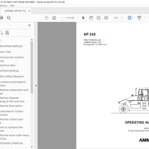 AMMANN AP 240 PNEU TYRED ROLLER OPERATING MANUAL 3015688 PDF