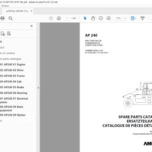 AMMANN AP 240 PNEU TYRED ROLLER PARTS MANUAL 3001576 PDF