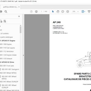 AMMANN AP 240 PNEU TYRED ROLLER PARTS MANUAL 3028721 PDF