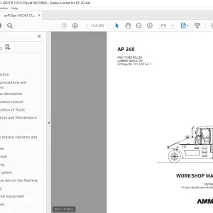 AMMANN AP 240 PNEU TYRED ROLLER WORKSHOP MANUAL 3001576 PDF