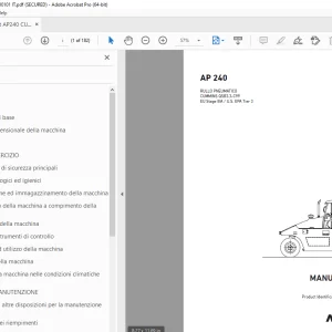 AMMANN AP 240 RULLO PNEUMATICO MANUALE D‘USO 3001576 PDF