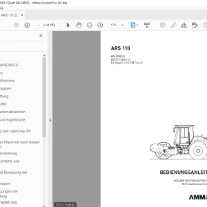AMMANN ARS 110 WALZENZUG BEDIENUNGSANLEITUNG 2383008 PDF