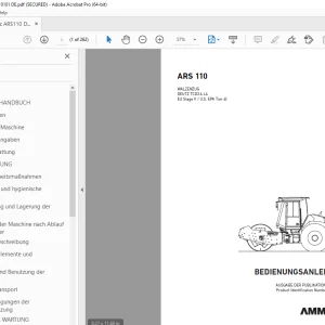 AMMANN ARS 110 WALZENZUG BEDIENUNGSANLEITUNG 3004254 PDF